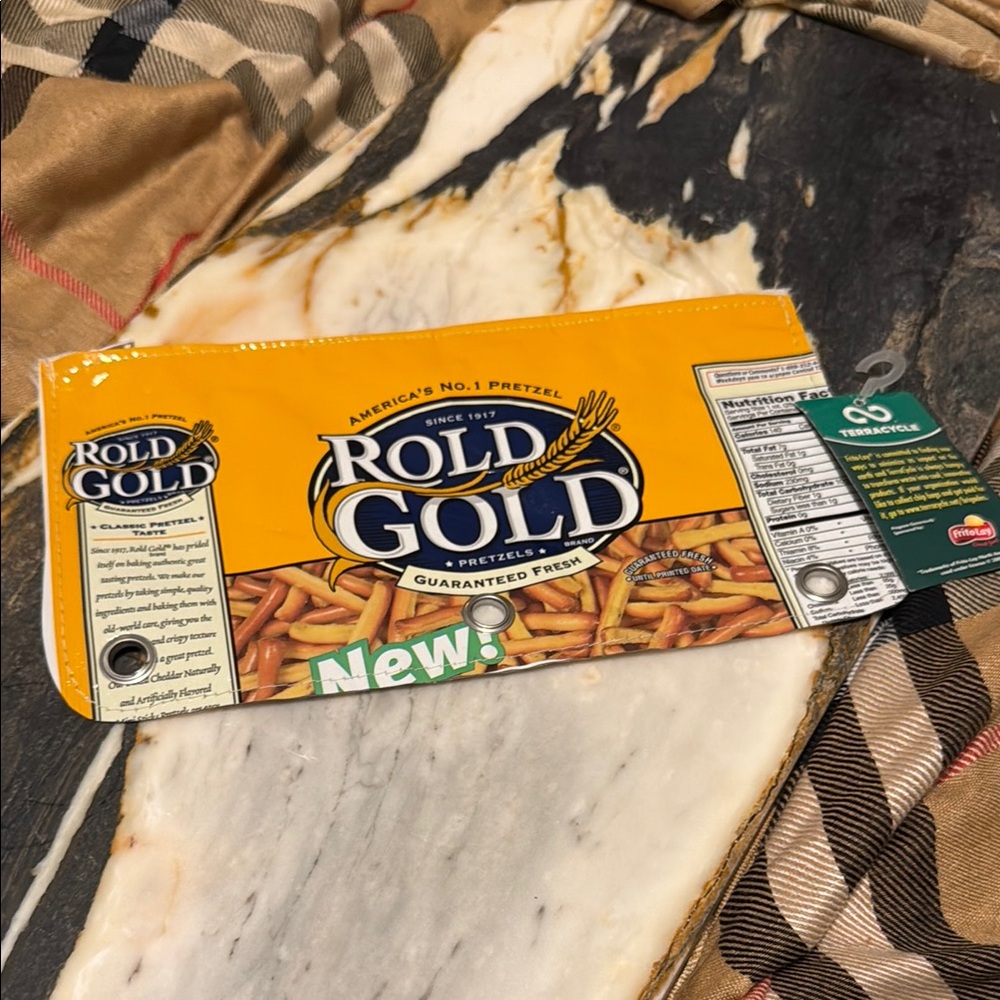 Yellow Cosmetic Pouch - Branded Pretzel Print